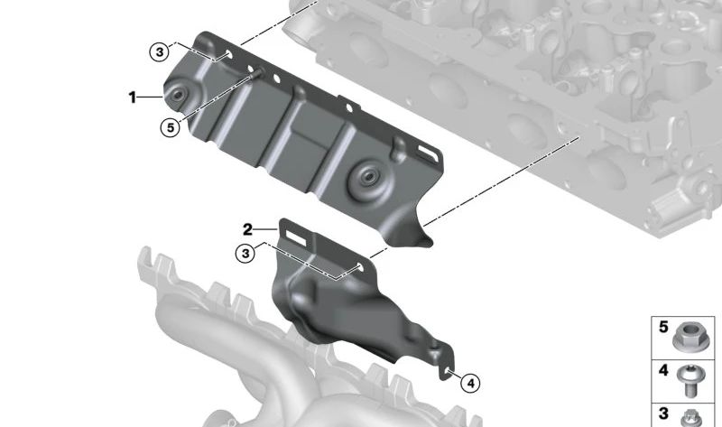 Placa de proteção térmica para BMW 2 F22N Series, F23N, Série 3 G20, G20N, 4 G22 Série, G26, 5 G30 Series, G31, 6 G32 Series, X3 G01, X4 G02 (OEM 11658684919). BMW original.