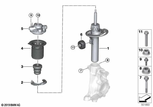 Front left shock absorber for BMW G23 (OEM 31316879391). Original BMW