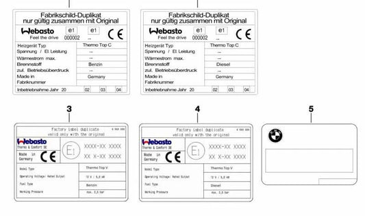Placa duplicada "Diesel" OEM 71239356087 para BMW E90, E91, E92, E93 (316d, 318d). Original BMW.