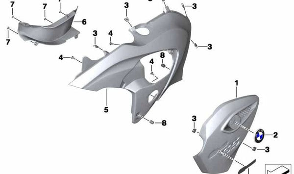 Revestimiento lateral izquierdo OEM 46638522555 para BMW Motorrad G 650 GS. Color rojo-naranja. Original BMW Motorrad.