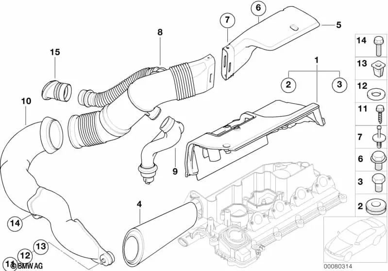 Pipe for BMW Series 5 E39 (OEM 13717786354). Genuine BMW