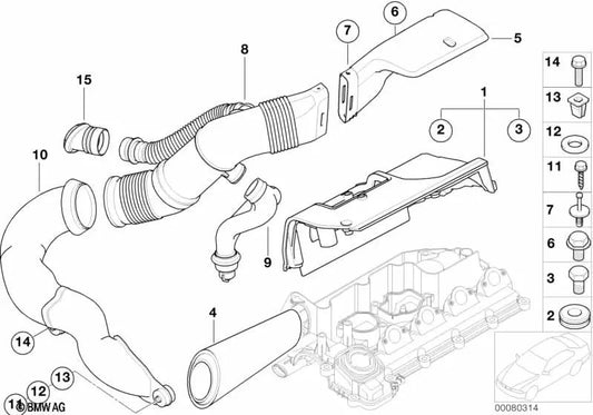 Pipe for BMW Series 5 E39 (OEM 13717786354). Genuine BMW