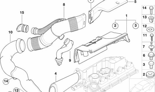 Tomando o ar para BMW 5 E39 Series (OEM 13717785081). BMW original