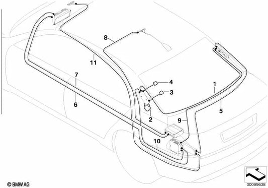 Cable de Sintonizador de Antena de Diversidad para BMW E65, E66 (OEM 61126904620). Original BMW.