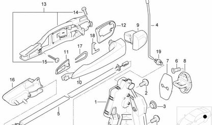 Verrouillage de peste rotatif avec actionneur droit pour BMW E46 (OEM 51227011310). BMW d'origine.