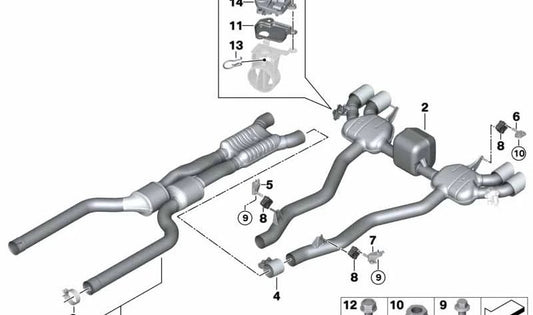 Silencioso trasero con válvula de escape OEM 18307883611 para BMW F91 y F92 M8 Competition. Original BMW.