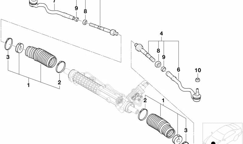 Articulation sphérique droite pour BMW Series 3 E46, Z4 E85, E86 (OEM 32106774221). BMW d'origine