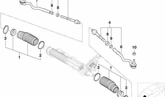 Kit de reparación fuelle dirección OEM 32131096465 para BMW E46. Original BMW.