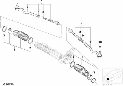 Varilla de dirección derecha para BMW Serie 3 E46 (OEM 32106774319). Original BMW