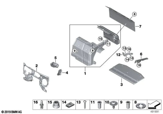 Sound insulation of the right water channel for BMW I12, I12N (OEM 51487329650). Original BMW