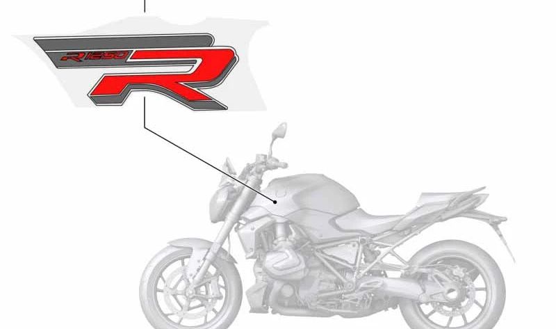 OEM 51148406389 left side emblem for BMW Motorrad R1200gs LC, R1200gs Adventure, F750gs, F850gs, S1000xr, R1250gs, R1250gs Adventure. Original BMW Motorrad.