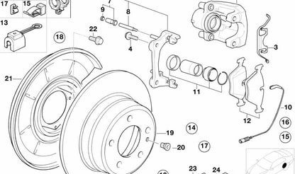 Left brake caliper housing for BMW 3 Series E36 (OEM 34212227519). Original BMW.