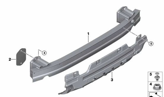 Soporte trasero parachoques OEM 51127373849 para BMW F91, F92, F93, G14, G15, G16. Compatible con modelos M8 Competition y 840d xDrive. Original BMW.