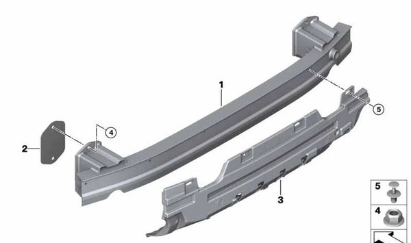 Soporte trasero parachoques OEM 51127373849 para BMW F91, F92, F93, G14, G15, G16. Compatible con modelos M8 Competition y 840d xDrive. Original BMW.