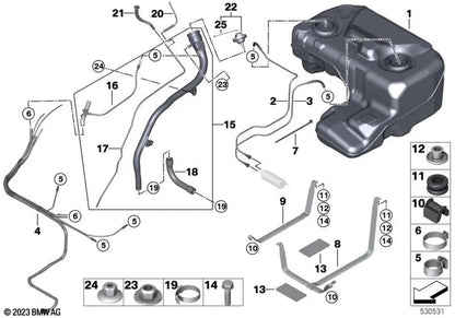 Tubo moldeado para BMW X5 E53 (OEM 16117174639). Original BMW.