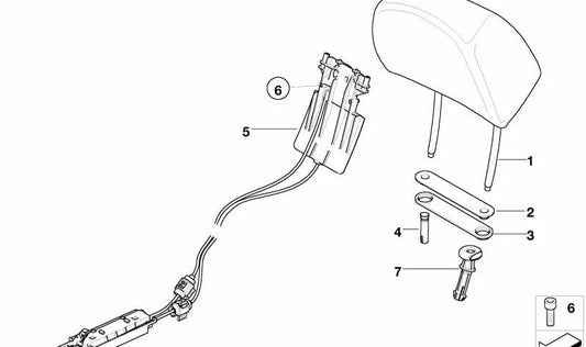 Leather headrest for BMW 7 Series E65, E66 (OEM 52107146150). Original BMW