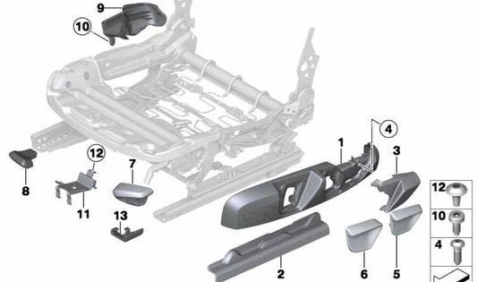 Embellecedor izquierdo del anclaje del cinturón OEM 52107275693 para BMW F21, F22, F23, F87, F32, F82. Pieza original BMW. Ideal para sustituir el embellecedor del cinturón en el asiento delantero.