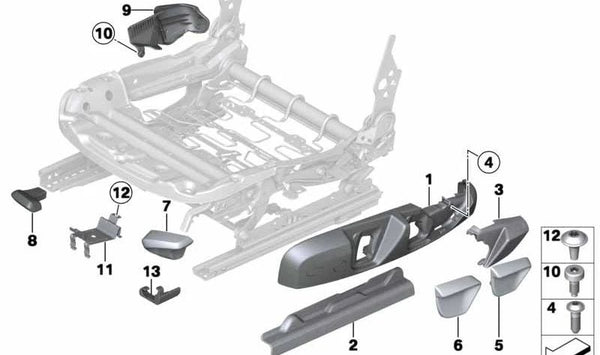 Embellecedor derecho soporte cinturón OEM 52107275694 para BMW F21, F22, F23, F87, F32, F82. Compatible con todas sus versiones. Original BMW.