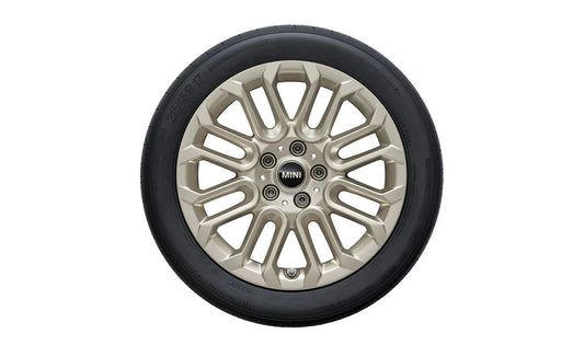 Juego completo de ruedas de invierno 17" U-Spoke 956 Vibrant Silver OEM 10026597B para MINI F55, F56, F57, F60... y más. Original MINI.