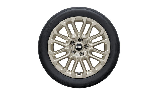 Juego completo de ruedas de invierno 17" U-Spoke 956 Vibrant Silver OEM 10026597B para MINI F55, F56, F57, F60... y más. Original MINI.