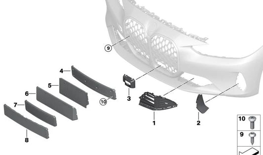 Conducto aircurtain izquierdo OEM 51118497827 para BMW Serie 4 G22, G22N, G23, G23N. Pieza original BMW.