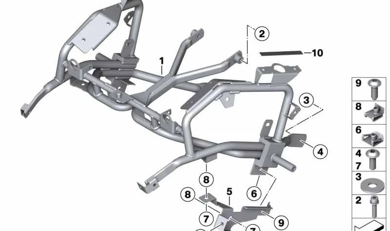 Soporte para revestimiento de depósito derecho OEM 46637706038 para BMW Motorrad R1200GS, R1200GS Adventure. Original BMW Motorrad.