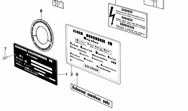 Warnplatte auf Drehanweisungen für BMW Series 3 E21, E30, E36, Serie 5 E12, E28, Serie 6 E24, Serie 7 E23, E32, E38, Serie 8 E31 (OEM 51142121181). Original BMW