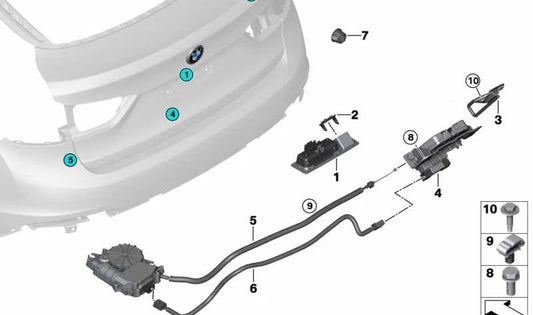 OEM central lock wiring 51247386658 for BMW F16, F86. Original BMW.