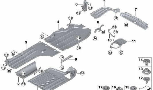 Protetor sob o depósito esquerdo OEM 51757424887 para BMW G05, G06. BMW original.
