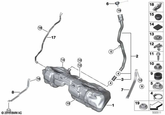 Clip for BMW F20, F21, F22, F23, F87, F30, F31, F34, F35, F80, F32, F33, F36, F82, F83 (OEM 07147468497). Genuine BMW.