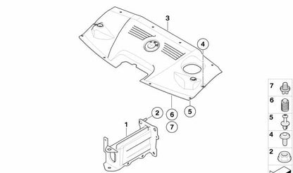 Cubierta de motor OEM 51717162123 para BMW Z4 E85 y E86. Pieza original BMW.