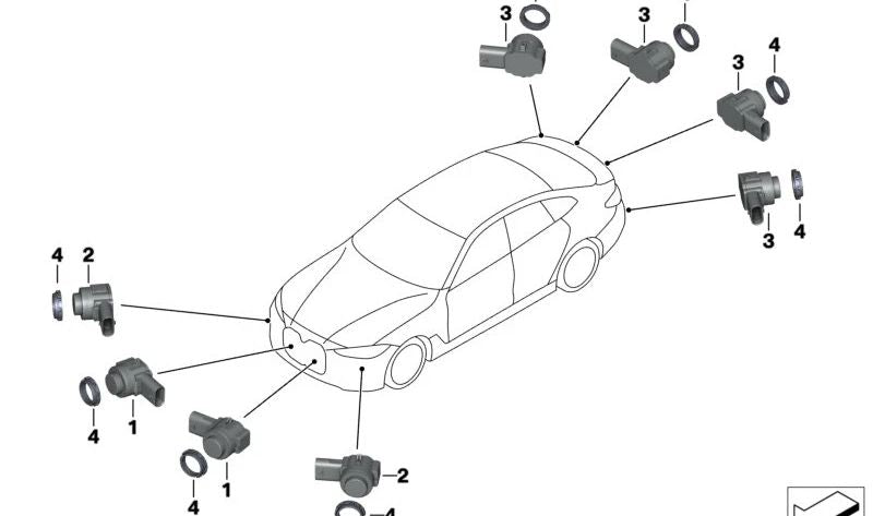 Sensor ultrasónico de aparcamiento Alpina Blue II OEM 66207998249 para BMW G20, G21, G28, G80 M3, G81 M3 Touring, G31, G11, G12, G16, X7 G07... y más. Original BMW