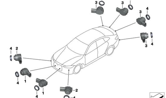 Sensor ultrasónico de aparcamiento Alpina Blue II OEM 66207998249 para BMW G20, G21, G28, G80 M3, G81 M3 Touring, G31, G11, G12, G16, X7 G07... y más. Original BMW