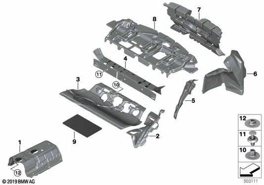 Soundproofing partition trunk upper for BMW F44 (OEM 51487475722). Original BMW