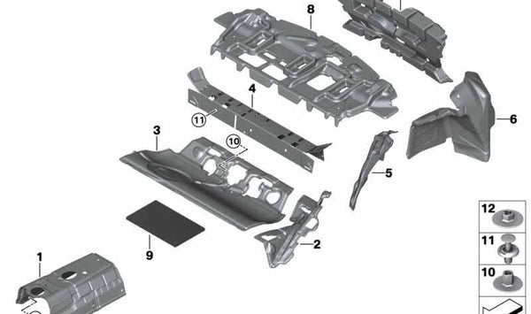 Aislante acústico lateral derecho maletero OEM 51477448274 para BMW F40. Original BMW.
