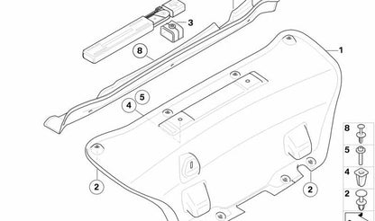 Lower molding of the rear moon frame OEM 51486960406 for BMW E88 (118d, 118i). Compatible with all models from 09/01/2008 to 10/31/2013. Original BMW piece.
