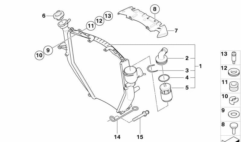 Radiador OEM 17117699517 para motocicletas BMW K1200S, K1300S, K1200GT, K1300GT. Originais BMW Motorrad.