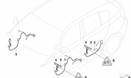 Cableado puerta lado pasajero OEM 61129247090 para BMW E84 X1. Recambio original BMW.