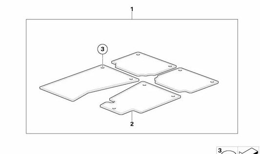 Velour Floor Mat Driver Side for BMW X5 E53 (OEM 51478244216). Original BMW