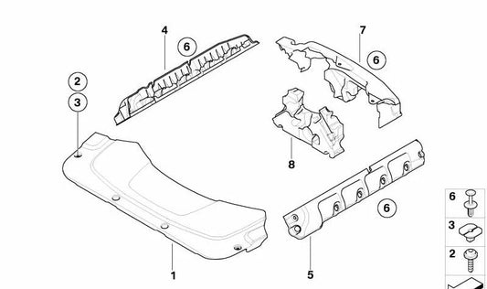 Cubierta inferior trasera OEM 11147793427 para BMW Serie 7 E65 745d. Pieza original BMW.