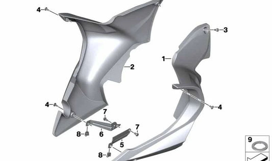 Spoiler direito do motor OEM 46639443406 para motocicletas BMW R 1200 RT, R 1250 RT. Originais BMW Motorrad.