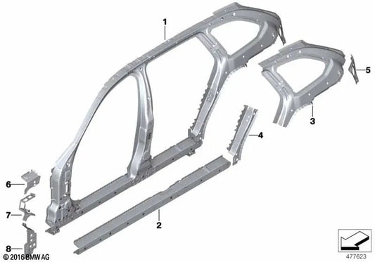 Reforço interno da Pilar D à direita para BMW G31, G31N (OEM 41007437484). BMW original.