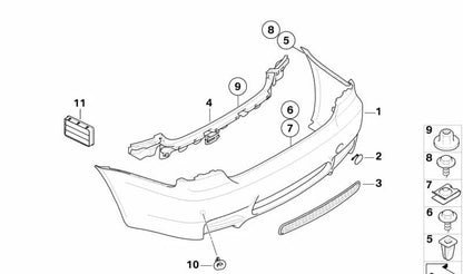Impression du pare-chocs arrière OEM 51128046675 pour BMW E92, E93. BMW d'origine.