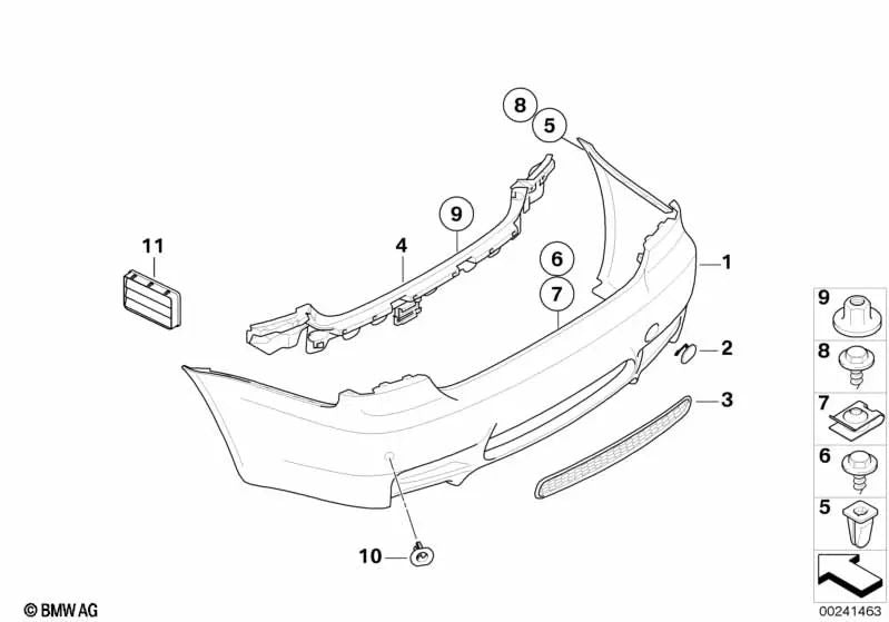 Guía central trasera para BMW Serie 3 E93, E93N (OEM 51127161457). Original BMW