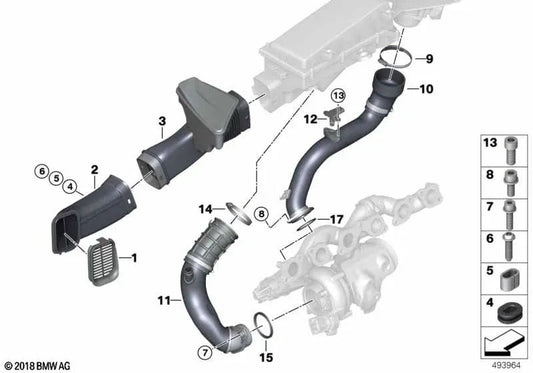 Air duct for BMW 7 Series G12, G12N (OEM 13718617096). Original BMW.