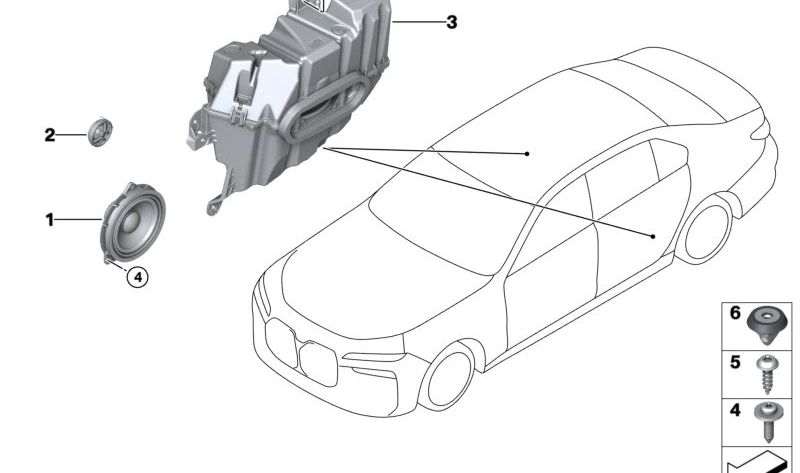 Altoparlante per tombe composite per BMW G70 (OEM 65135A2Fe53). BMW originale