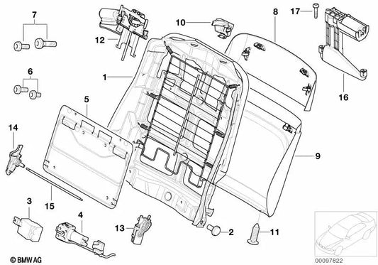Electric Headrest Assembly for BMW 5 Series E39, 7 Series E38, X5 E53 (OEM 52108158581). Original BMW