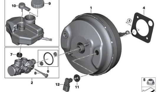 Kit reparación servo freno OEM 34336889801 para BMW G20, G20N, G21, G21N, G28, G28N, G22, G22N, G23, G23N, G26, G26N, G29. Original BMW.