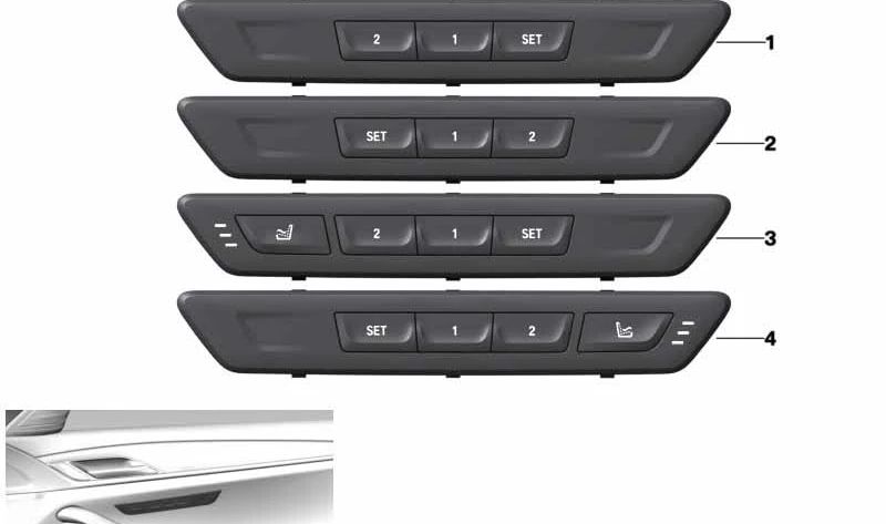Mando control funciones asiento izquierdo OEM 61316826754 para BMW G30, G31, G32. Compatible con versiones 518d, 520d. Original BMW.