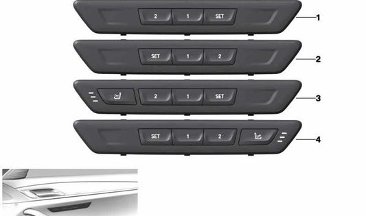 Mando control funciones asiento izquierdo OEM 61316826754 para BMW G30, G31, G32. Compatible con versiones 518d, 520d. Original BMW.